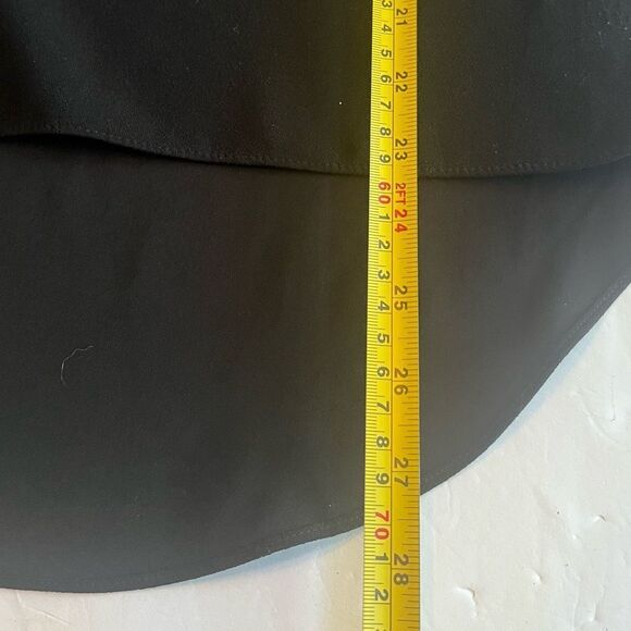 Zara Women Choker Cut-out Blouse Sz S-M Black Flowy High/Low Hem Minimalist - Picture 6 of 8